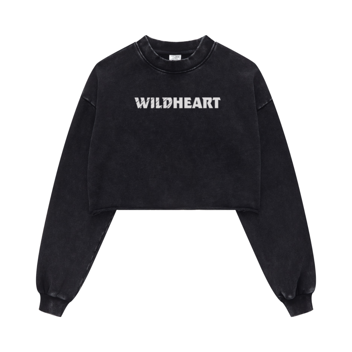 380GSM Women's Heavyweight Pigment-Wash Raw-Hem Cropped Long-Sleeve T-Shirt Snow wash