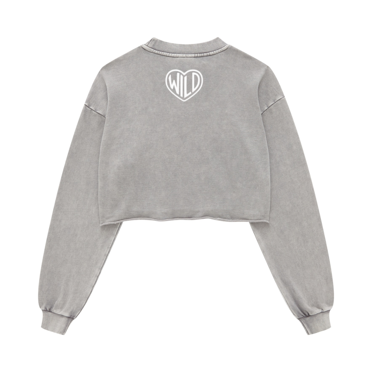 380GSM Women's Heavyweight Pigment-Wash Raw-Hem Cropped Long-Sleeve T-Shirt Medium gray