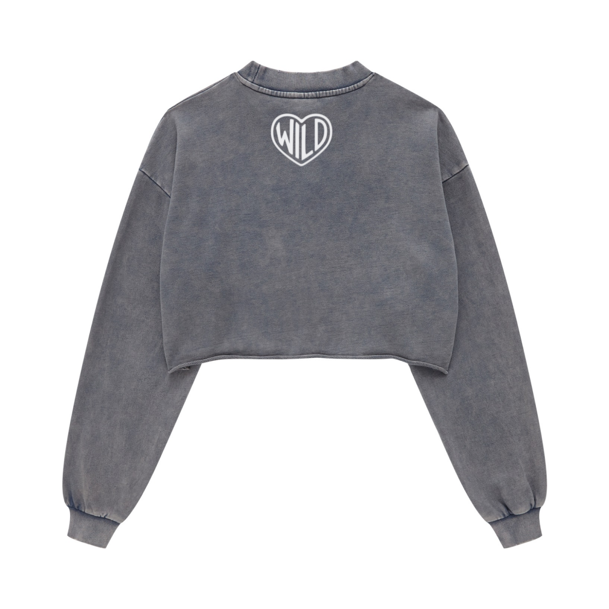 380GSM Women's Heavyweight Pigment-Wash Raw-Hem Cropped Long-Sleeve T-Shirt Royal blue