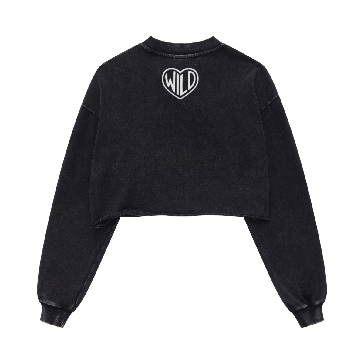380GSM Women's Heavyweight Pigment-Wash Raw-Hem Cropped Long-Sleeve T-Shirt Snow wash