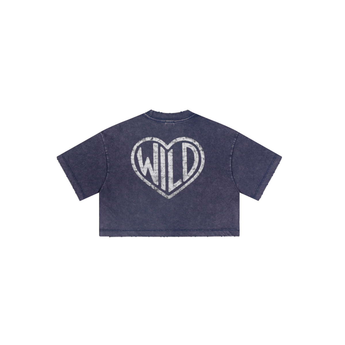 230GSM Women’s Cool-Touch Cropped High-Street Color Retro Snow-Wash T-shirt Royal Blue
