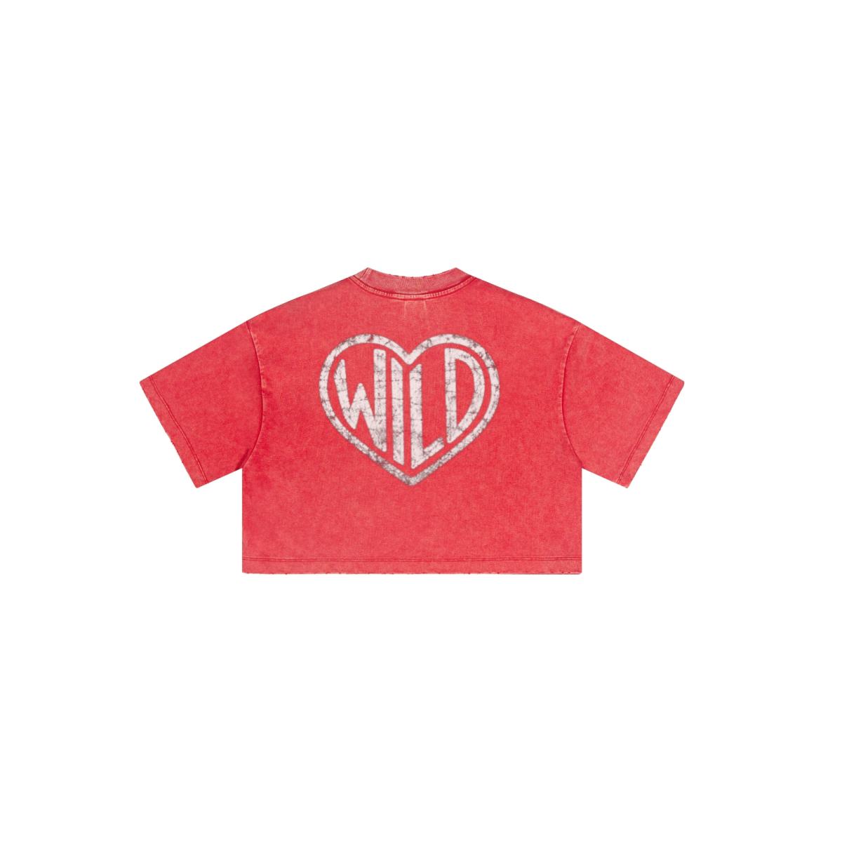 230GSM Women’s Cool-Touch Cropped High-Street Color Retro Snow-Wash T-shirt Red