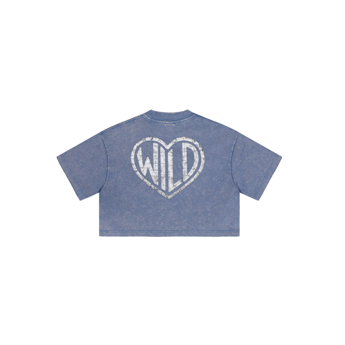 230GSM Women’s Cool-Touch Cropped High-Street Color Retro Snow-Wash T-shirt Washed Blue