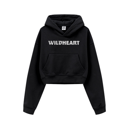 445GSM Women’s Cropped French Terry Hoodie Reactive Black