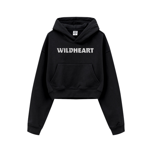 445GSM Women’s Cropped French Terry Hoodie Reactive Black