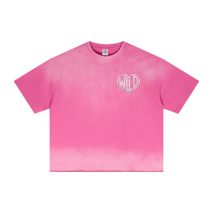 280GSM Men's Double Yarn Vintage Spray Washed Boxy T-Shirt Vintage Rose Pink