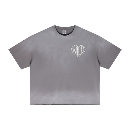 280GSM Men's Double Yarn Vintage Spray Washed Boxy T-Shirt Vintage Medium Grey