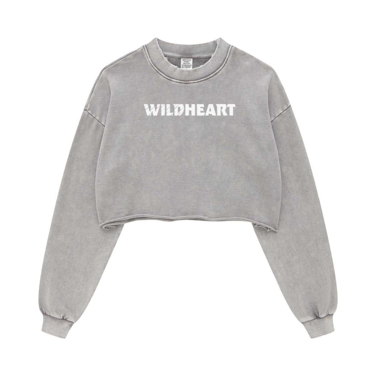 380GSM Women's Heavyweight Pigment-Wash Raw-Hem Cropped Long-Sleeve T-Shirt Medium gray