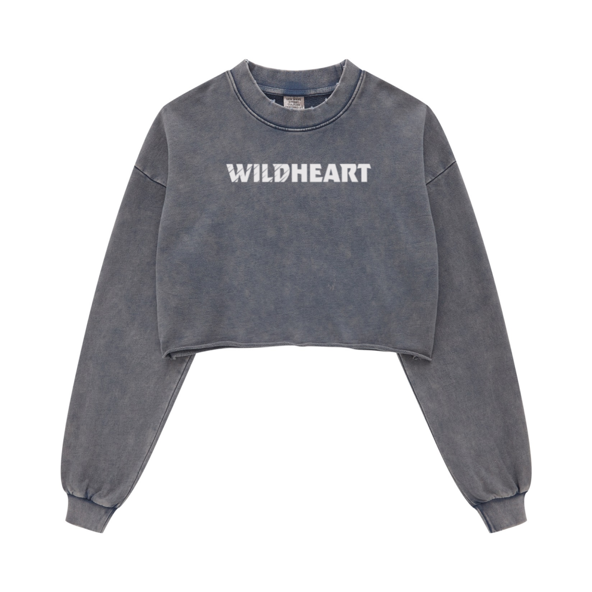 380GSM Women's Heavyweight Pigment-Wash Raw-Hem Cropped Long-Sleeve T-Shirt Royal blue