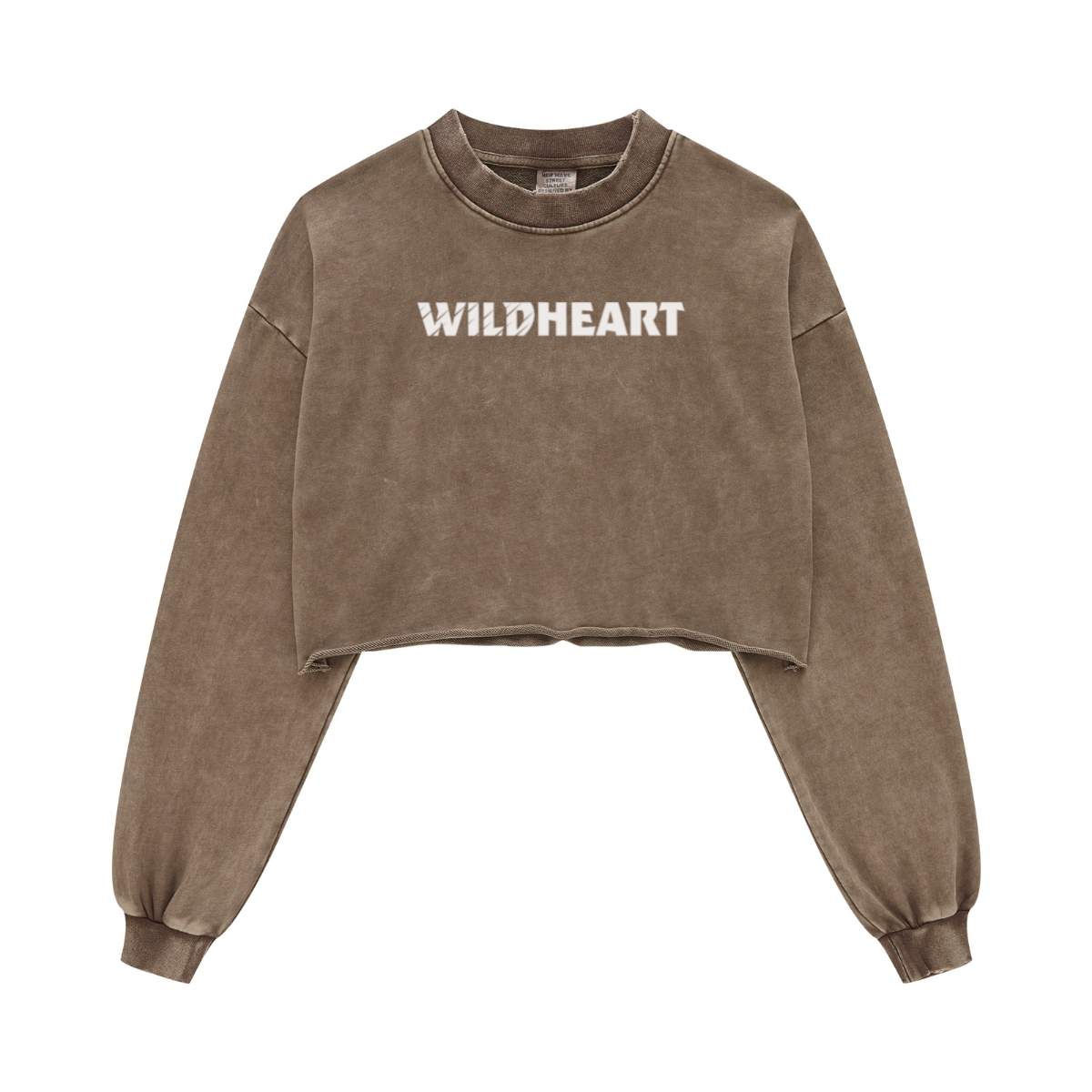380GSM Women's Heavyweight Pigment-Wash Raw-Hem Cropped Long-Sleeve T-Shirt Coffee 