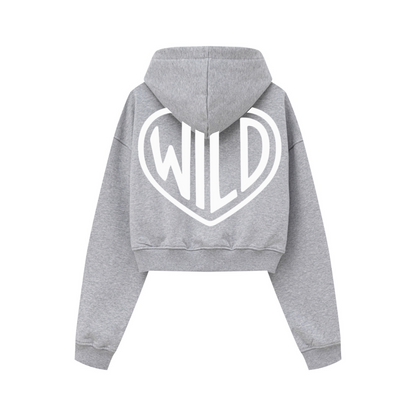 445GSM Women’s Cropped French Terry Hoodie Marled Gray