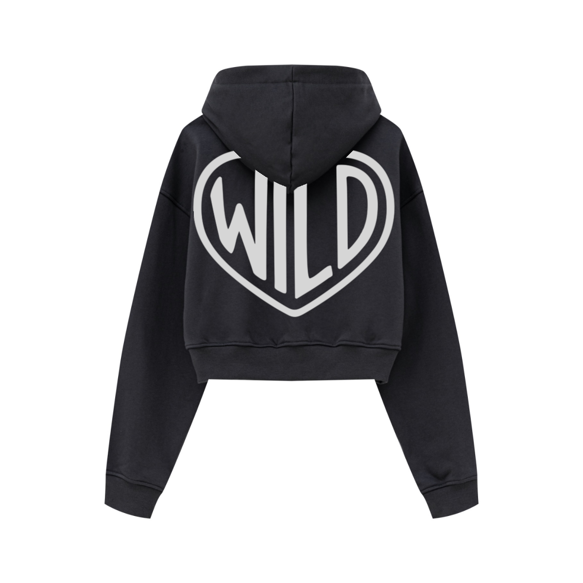 445GSM Women’s Cropped French Terry Hoodie Carbon Gray
