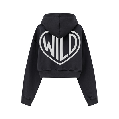 445GSM Women’s Cropped French Terry Hoodie Carbon Gray