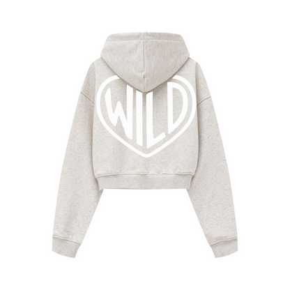 445GSM Women’s Cropped French Terry Hoodie Oatmeal Gray