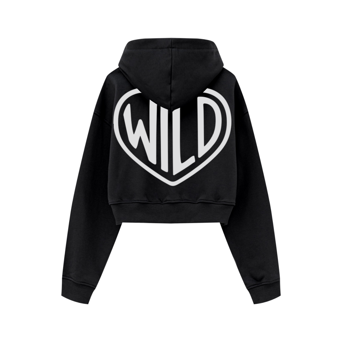 445GSM Women’s Cropped French Terry Hoodie Reactive Black