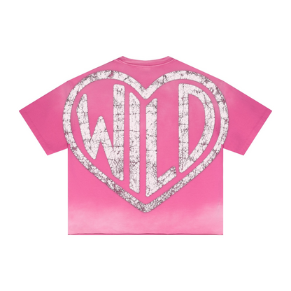 280GSM Men's Double Yarn Vintage Spray Washed Boxy T-Shirt Vintage Rose Pink