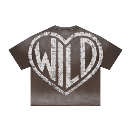 280GSM Men's Double Yarn Vintage Spray Washed Boxy T-Shirt Vintage Brown
