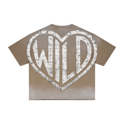 280GSM Men's Double Yarn Vintage Spray Washed Boxy T-Shirt Vintage Khaki