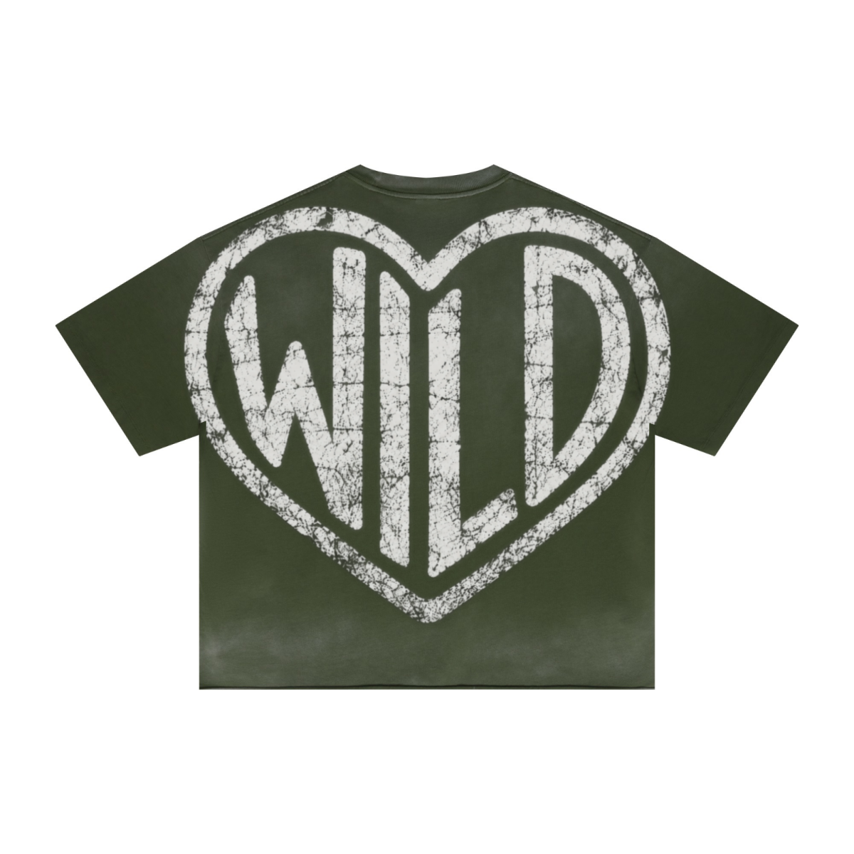 280GSM Men's Double Yarn Vintage Spray Washed Boxy T-Shirt Vintage Army Green
