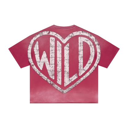 280GSM Men's Double Yarn Vintage Spray Washed Boxy T-Shirt Vintage Red