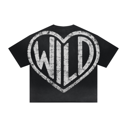 280GSM Men's Double Yarn Vintage Spray Washed Boxy T-Shirt Vintage Black